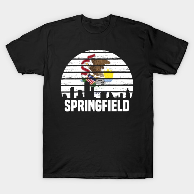 Springfield Illinois IL Group City Silhouette Flag T-Shirt by jkshirts